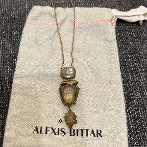 RARE EXQUISITE Alexis Bittar Gray Quartz/Topaz pendant